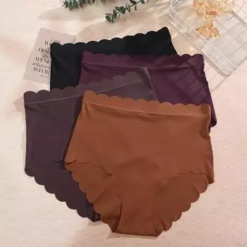 FINETOO Summer Ice Silk антибактериальные и дышащие бесшовные женские обтягивающие трусики со средней посадкой большого размера из ледяного шелка S&1pc розовый