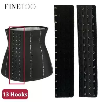 FINETOO Тренажер для талии, удлинитель с крючком, черный цвет кожи, женский тренажер для талии, формирователь живота, пояс для похудения, удлинитель корректирующего белья 25 см, 26 см, 30 см