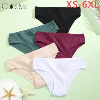 FINETOO трусики из чистого хлопка для женщин, большие размеры, удобные сексуальные трусы, однотонные трусики, женские трусы XS-6XL XS чёрный