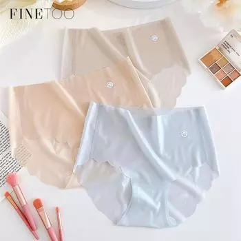 FINETOO ультратонкие трусики для женщин, высокое качество, нижнее белье из ледяного шелка, цельное нижнее белье, антимикробное нижнее белье M чёрный