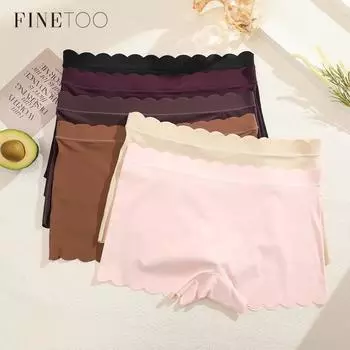 FINETOO волнистые трусики для женщин, бесшовное нижнее белье, мягкие и однотонные трусы S чёрный