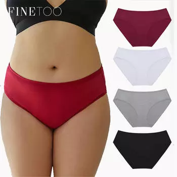FINETOO XL-5XL, женские трусики большого размера, женское нижнее белье, дышащие трусы с высокой талией, однотонное бесшовное хлопковое белье 5XL