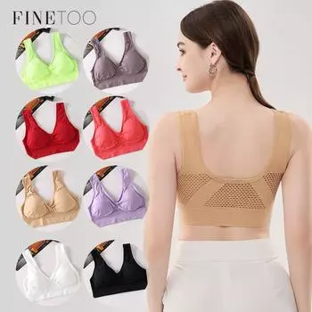 FINETOO Yoga Sports Bra Hollow Mesh Breathable Without Steel Ring Sports Bra Slim for Women S чёрный