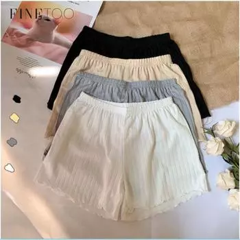 FINETOO Защитные штаны из ледяного шелка Неизнашиваемые трусики Антибликовые не скатывающиеся хлопковые облегающие леггинсы «два в одном» с шаговым швом One Size чёрный