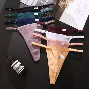 FINETOO женские хлопковые стринги сексуальные трусики-стринги с Т-образной спинкой S-XL женское нижнее белье для девочек нижнее белье с регулируемой талией и надписью S
