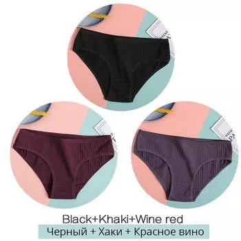 FINETOO женские хлопковые трусики, 3 шт., мягкие полосатые женские трусы, однотонные трусы для девочек, сексуальное женское белье M-XL, удобное нижнее белье XL