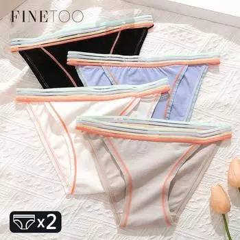 FINETOO женские хлопковые трусики, модные трусы из органзы с поясом, женское удобное нижнее белье-бикини, женские мягкие трусики, нижнее белье M