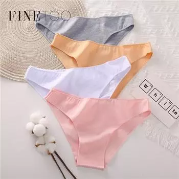 FINETOO женские хлопковые трусики, нижнее белье, сексуальное женское нижнее белье, трусы для девочек, трусы, 7 однотонных цветов, M-XXL, большие размеры XXL белый