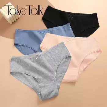 FINETOO женские хлопковые трусики сексуальное кружевное женское многоцветное нижнее белье со средней талией S чёрный