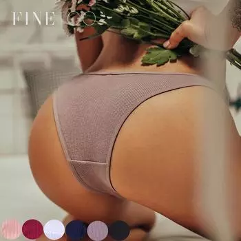 FINETOO женские хлопковые трусики в бразильском стиле, нижнее белье, удобные стринги, женские трусы-бикини, сексуальные трусики с низкой посадкой M-XL M
