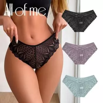 FINETOO женские кружевные трусики сексуальное нижнее белье с v-образной талией дышащее нижнее белье бесшовное нижнее белье 5 цветов S белый