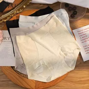 FINETOO женские невидимые бесшовные трусики с высокой талией, трусы с контролем живота, нижнее белье с половиной покрытия, удобные трусы, нижнее белье L белый