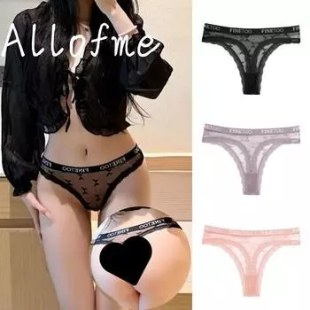 FINETOO женские сексуальные кружевные стринги с заниженной талией, перспективные стринги, забавные трусики, мягкое и удобное эротическое белье S