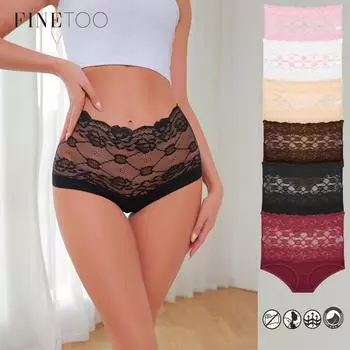 FINETOO Женские сексуальные кружевные трусики с высокой талией Нижнее белье Удобное нижнее белье S-XXL S белый