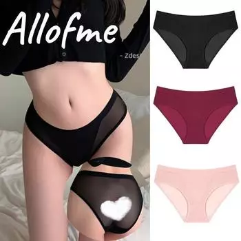 FINETOO женские сексуальные сетчатые трусики, дышащее нижнее белье из чистого хлопка, трусы с низкой талией, нижнее белье для девочек M чёрный