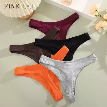 FINETOO женские стринги из мягкого хлопка, стринги, нижнее белье, сексуальное нижнее белье с низкой посадкой и Т-образной спинкой, удобные трусики для девочек S-XL S чёрный
