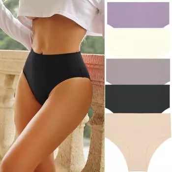 FINETOO женские трусики из ледяного шелка с высокой талией, удобное корректирующее белье, бразильские трусики, бесшовные трусы S чёрный