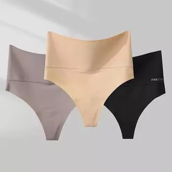 FINETOO женские трусики-стринги с высокой талией, бесшовное нижнее белье-корсет, сексуальное женское белье, спортивные удобные стринги для девочек, трусы-стринги S чёрный