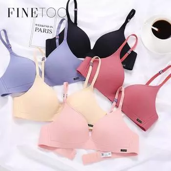 FINETOO женский бюстгальтер пуш-ап однотонный бесшовный мягкий бюстгальтер сексуальное дышащее нижнее белье удобный бюстгальтер без косточек 38A/B синий