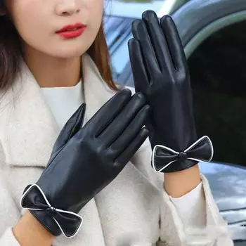 Finger Fishing Winter Women Pu Leather Перчатки Велосипедные Перчатки Водительские Варежки Варежки E