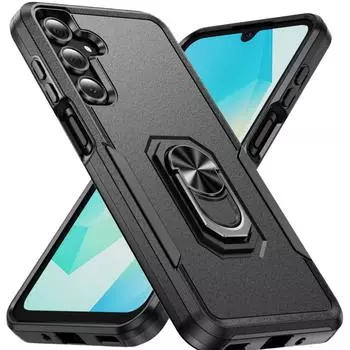 Finger Ring Strong Phone Case for Samsung Galaxy Plus S24 Ultra FE 5G Anti-Knock Cases for Galaxy S24 FE чёрный