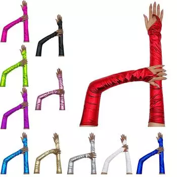 Перчатки без пальцев с мокрым эффектом, оперные перчатки, костюм для ночного клуба, танцевальный костюм на Хэллоуин, аксессуары для косплея, оперные перчатки One Size белый