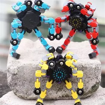 Fingertip Gyro Toy Chain Robot Toy DIY Deformation Robot Deformed Mechanical Spiral Twister Fingertip Decompression Fingertip Kids Adults Easter красный
