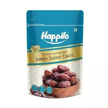 Финики Happilo Safawi Jumbo 200 г, богаты железом, антиоксидантами, клетчаткой и витаминами, жевательная текстура, натуральная сладость, без добавления консервантов