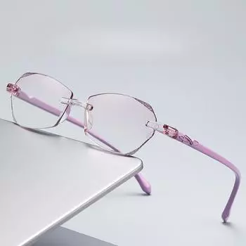 Готовые очки для чтения без оправы для мужчин и женщин, винтажные очки для дальнозоркости +1.0 розовый