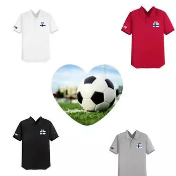 Финляндия Футбол Футболка Поло Футболка ЧЕЕР ДЖЕРСИ Рубашка с воротником-флажком Ретро Винтажный Принт Мужчины Женщины Унисекс Короткий Рукав Мужчины Женщины Униформа M