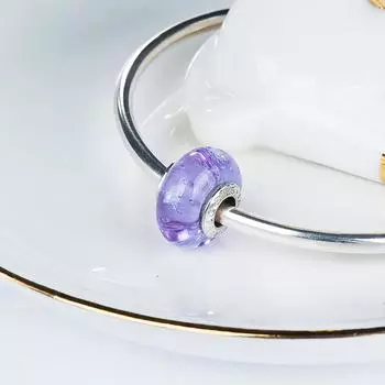 Фиолетовая глазурь в форме звезды, циркон, бусины из муранского стекла, подвески, стерлинговое серебро 925 пробы, подходят для браслетов, ювелирные изделия, модные VDLL029