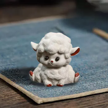 Фиолетовая глина Чай Домашнее животное Маленькая статуэтка овцы Украшение Подарочная миниатюрная фигурка для do the Splits