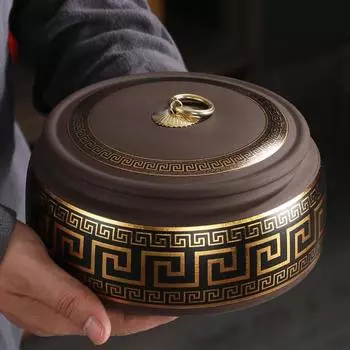 Фиолетовая глиняная чайная банка, керамическая большая герметичная кастрюля, универсальная, полукотельная, черная, зеленая, для чая пуэр, емкость для хранения в домашних условиях