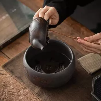 Фиолетовая керамическая чаша для чая, резной нож ручной работы, маленькая чашка, промытая чаша для сбора остатков чая, чайная утварь