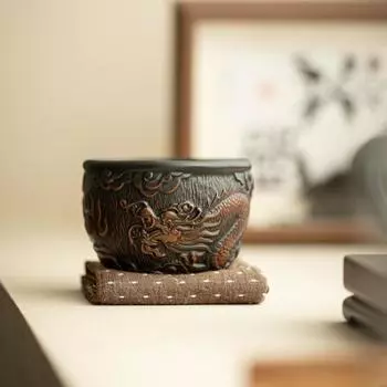 Фиолетовая керамическая чашка для чая Master Cup Ручная работа Фиолетовая песчаная чашка для чая Китайский чайный сервиз Отдельные чашки Чашка для чая Украшение для чайного стола 200ml