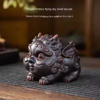 Фиолетовая керамика Чайные украшения Поддерживаемая Счастливая Жаба Украшение Ручной работы Креативное Украшение для Чайного подноса Чайный питомец