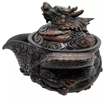 Фиолетовая керамика Винтажный чайник ручной работы Керамический резной чайник кунг-фу Одиночный чайник Наборы для приготовления чая пуэр Китайский чайник