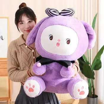 Фиолетовая кукла-кролик, белый кролик, плюшевая игрушка, большой кролик, кукла-кролик, подушка для сна для мальчика и девочки 25cm