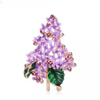 Фиолетовая маленькая цветочная брошь для женщин, эмалированные броши, ювелирные изделия, зеленые листья, декоративные аксессуары для одежды, булавка фиолетовый