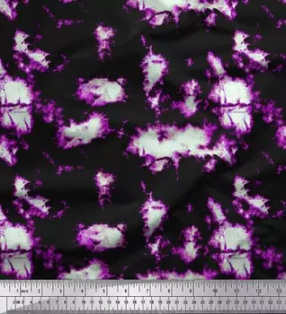 Фиолетовая полиэфирная креповая ткань Soimoi с абстрактным принтом тай-дай, 42 дюйма по метрам 42 Inch Wide - Poly Crepe фиолетовый