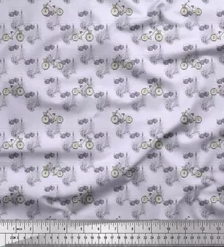 Фиолетовая полиэфирная креповая ткань Soimoi, ткань с принтом для перевозки велосипедов и Эйфелевой башни, 1 метр 42 дюйма 42 Inch Wide - Poly Crepe фиолетовый