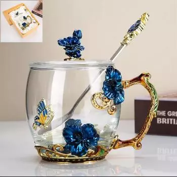 Фиолетовая позолоченная стеклянная чашка, легкая роскошная кофейная чашка, чашка для завтрака с молоком, подарочный набор из эмалированной цветной чашки для воды, подарок для дома фиолетовый