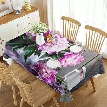 Фиолетовая скатерть с цветами пиона для столовой, кухни, гостиной, вечерние Декор, 3d цифровой принт, красивая крышка стола Penoy 40x70cm 15x27inch
