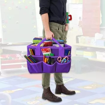 Фиолетовая сумка-органайзер для учителя с несколькими карманами, большой вместимостью, сумка для хранения садовых инструментов, противоударный защитный чехол S фиолетовый