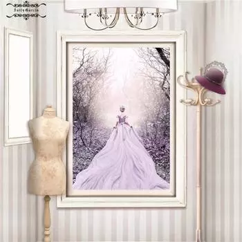 Фиолетовая тема, настенные художественные картины на холсте, пляжный пион, принцесса, единорог, принты плакатов, внутренняя живопись, картина для декора гостиной 21*30cm