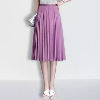 Фиолетовая юбка женская летняя средней длины плиссированная с высокой талией женская юбка-драпировка весна женская маленькая белая юбка-зонтик One Size