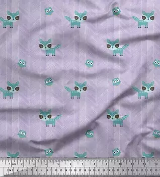 Фиолетовая вискоза Soimoi, детская ткань с принтом лисы и совы по метрам, 42 дюйма 42 Inch Wide - Rayon фиолетовый