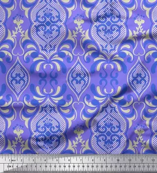 Фиолетовая вискозная ткань Soimoi с филигранным дамасским принтом в ярдах, 42 дюйма 42 Inch Wide - Rayon фиолетовый