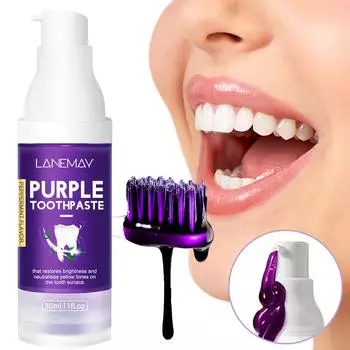 Фиолетовая зубная паста - восстанавливает яркость и нейтрализует желтый оттенок на поверхности зубов, 30 мл