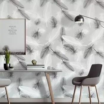 Фиолетово-серый перьевой самоклеящийся стикер на стену, украшение фона стены спальни, строительные материалы, самоклеящиеся обои 45x200cm